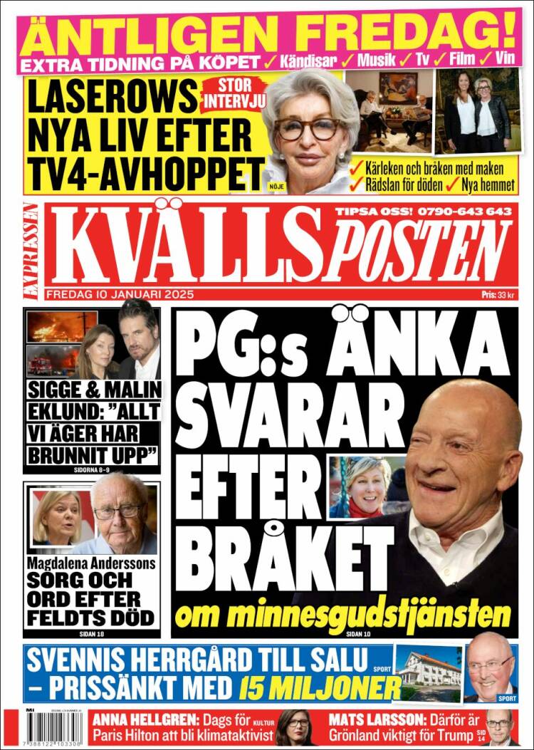 Portada de Kvällsposten (Suecia)