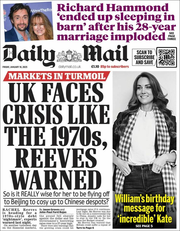 Portada de Daily Mail (Reino Unido)