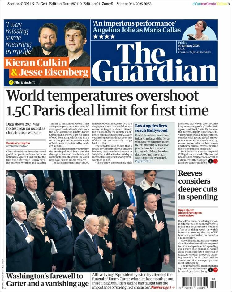 Portada de The Guardian (Reino Unido)
