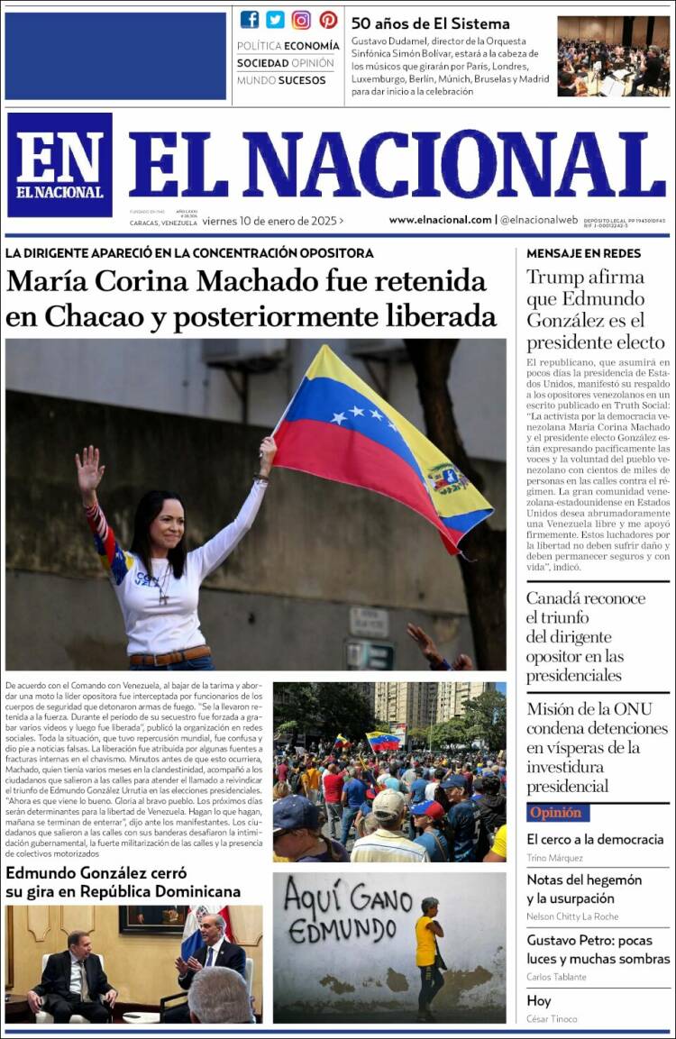Portada de El Nacional (Venezuela)