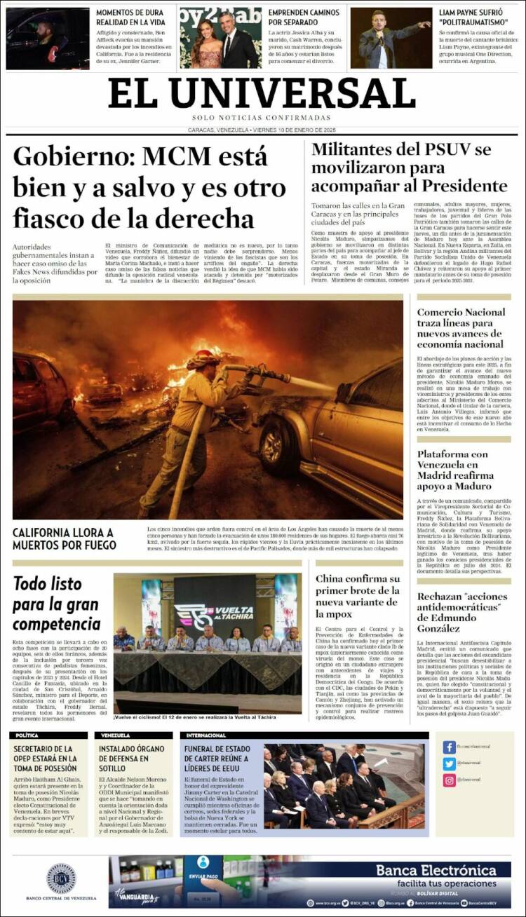 Portada de Universal (Venezuela)
