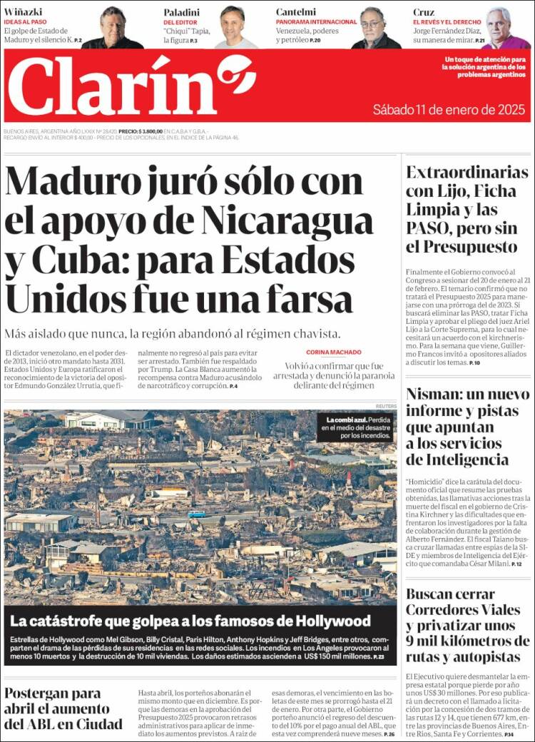 Portada de Clarín (Argentina)