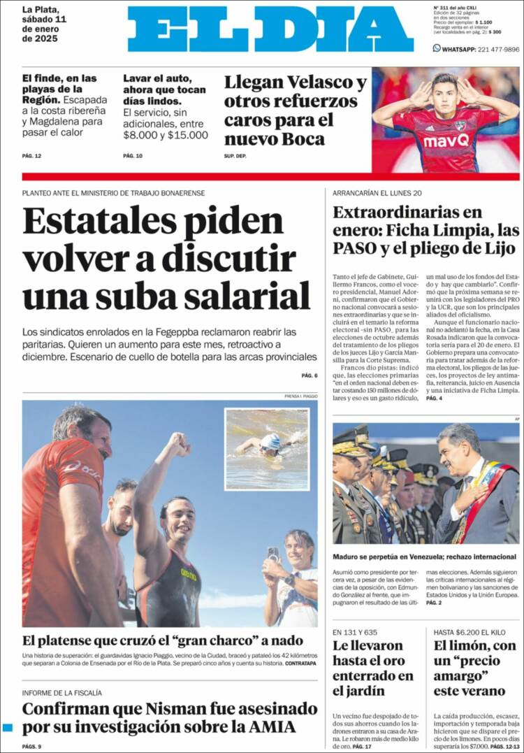 Portada de El Día de la Plata (Argentina)