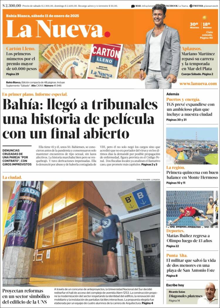 Portada de La Nueva Provincia (Argentina)
