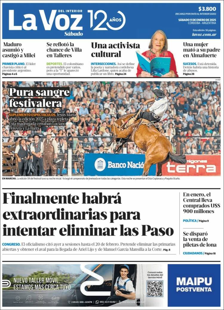 Portada de La Voz del Interior (Argentina)