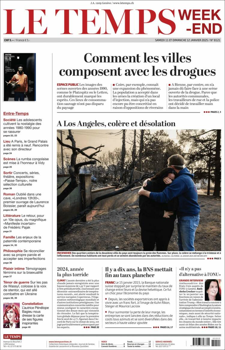 Portada de Le Matin (Suiza)