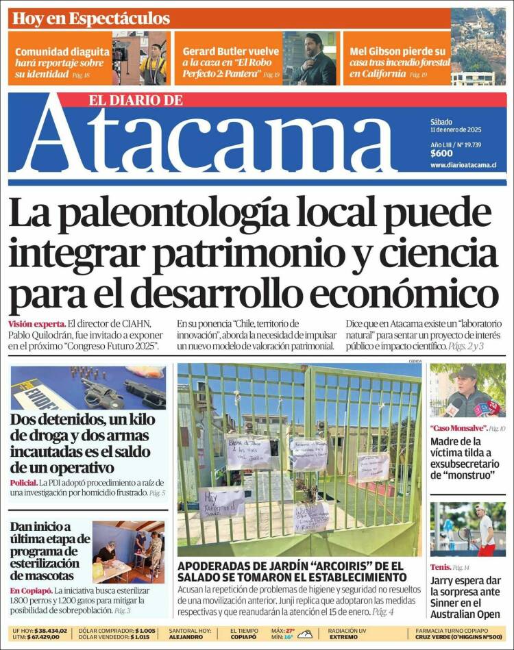Portada de Diario de Atacama (Chile)
