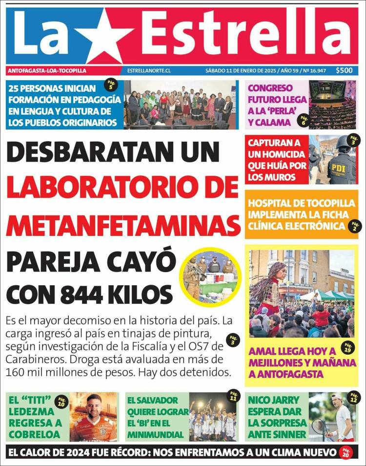 Portada de La Estrella de Loa (Chile)