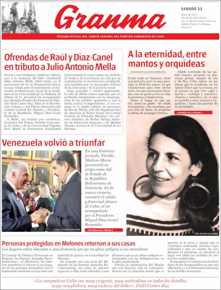Portada de Granma (Cuba)