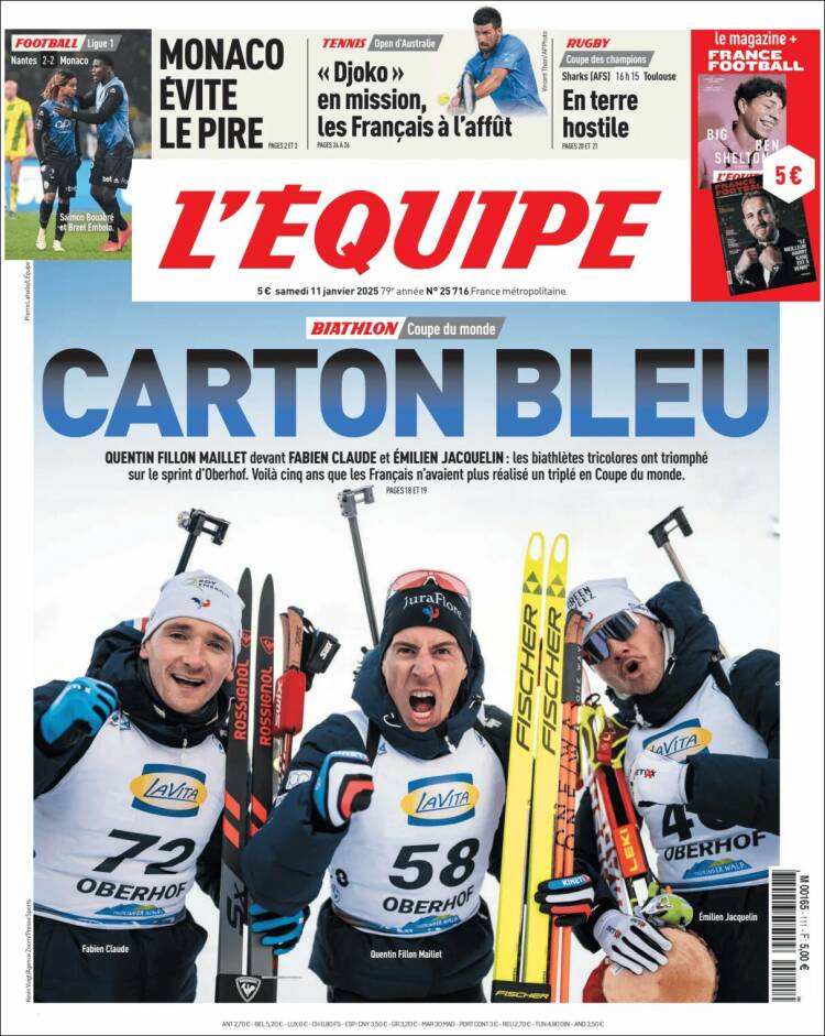 Portada de L'Equipe (Francia)
