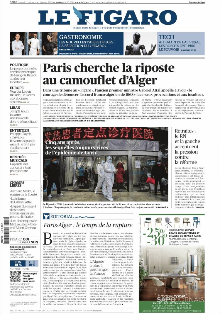 Portada de Le Figaro (Francia)