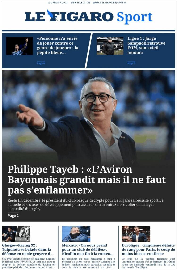 Portada de Le Figaro Sport (Francia)