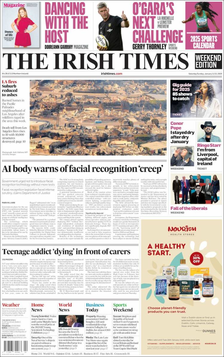 Portada de Irish Times (Irlanda)