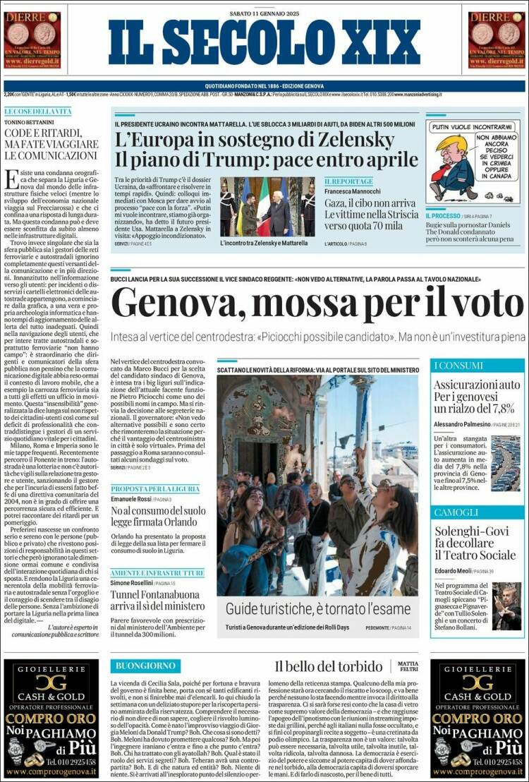Portada de Il Secolo XIX (Italia)