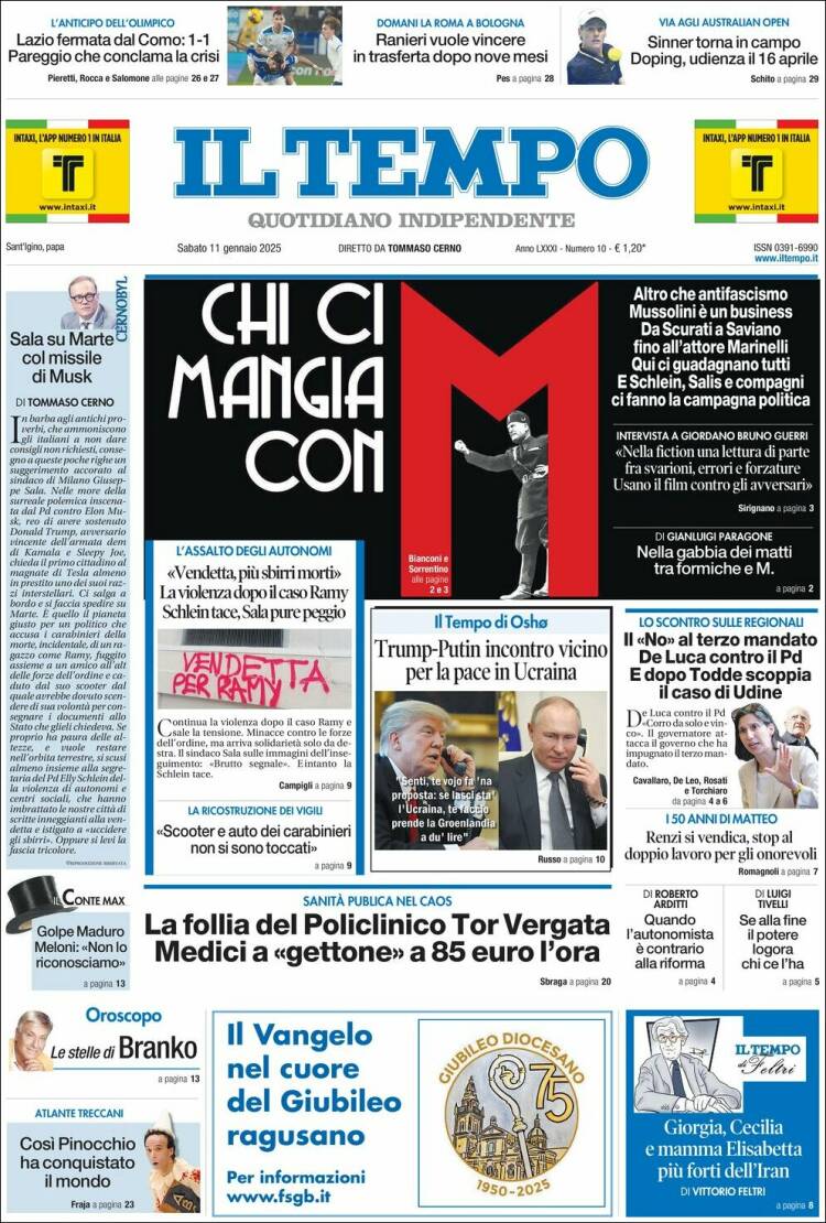 Portada de Il Tempo (Italia)