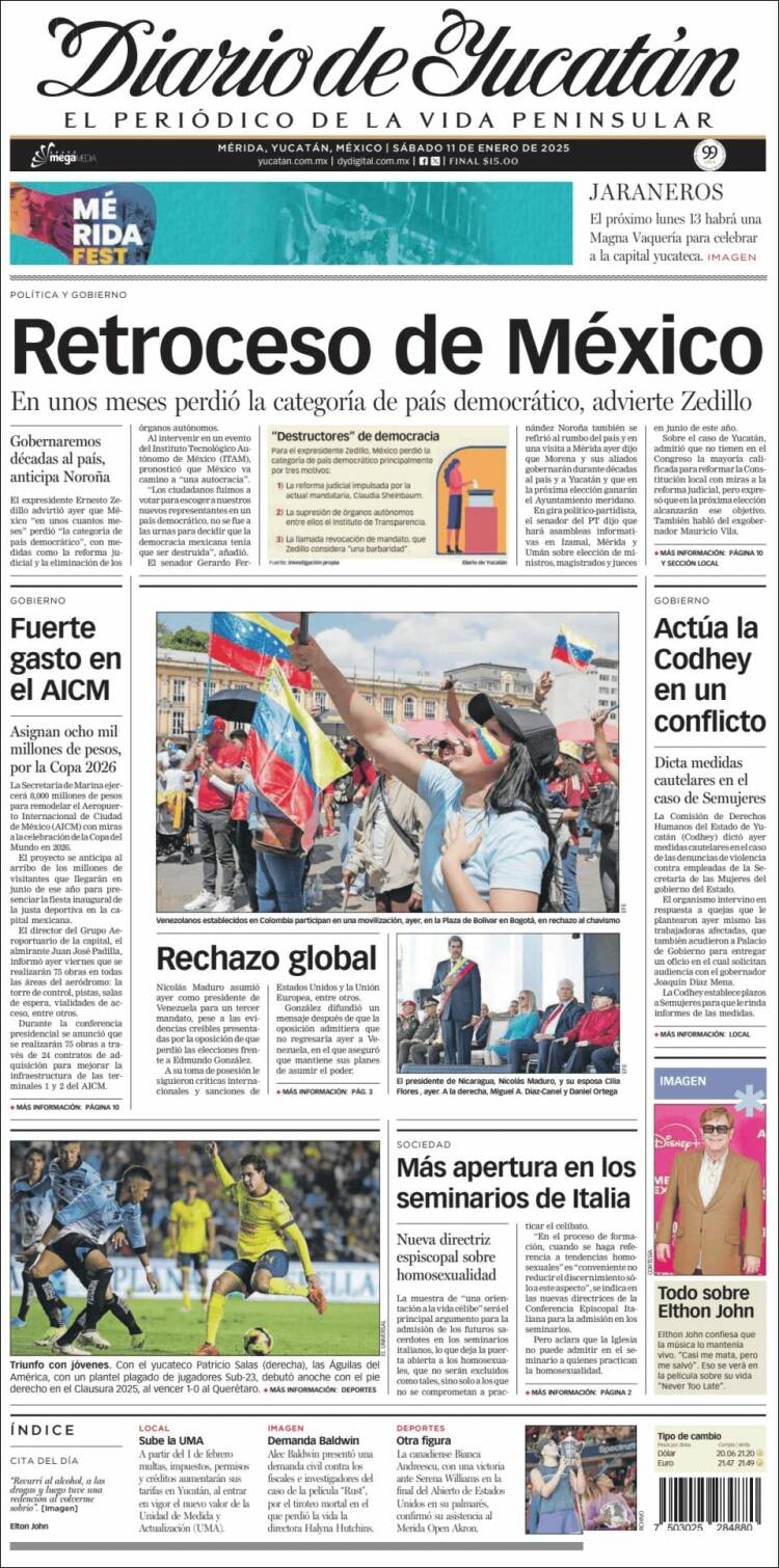 Portada de Diario de Yucatán (México)