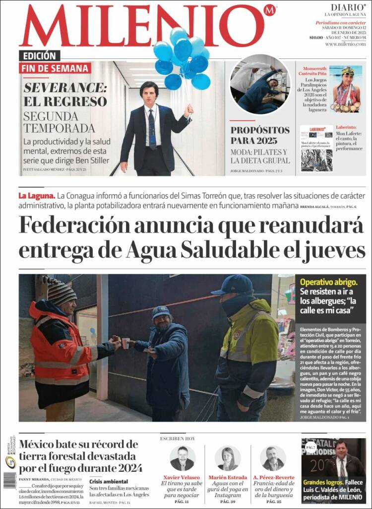 Portada de Milenio - Laguna (México)