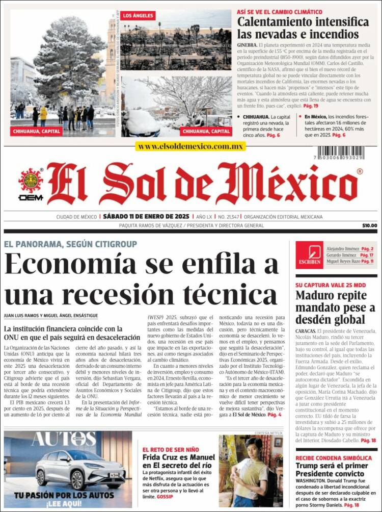 Portada de El Sol de México (México)