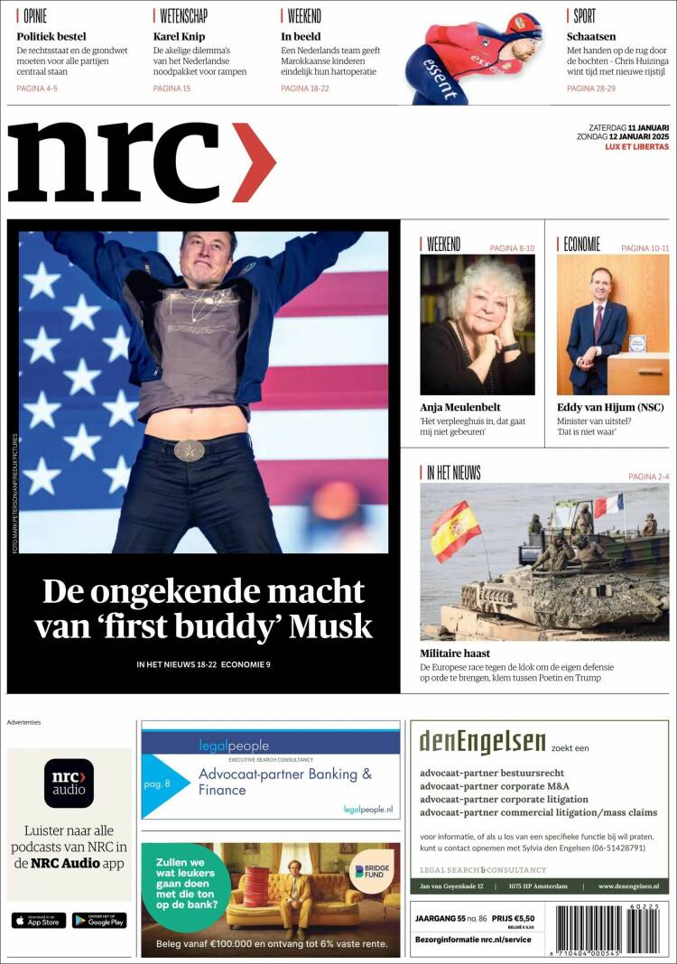 Portada de NRC Handelsblad (Pa&iacute;ses Bajos)