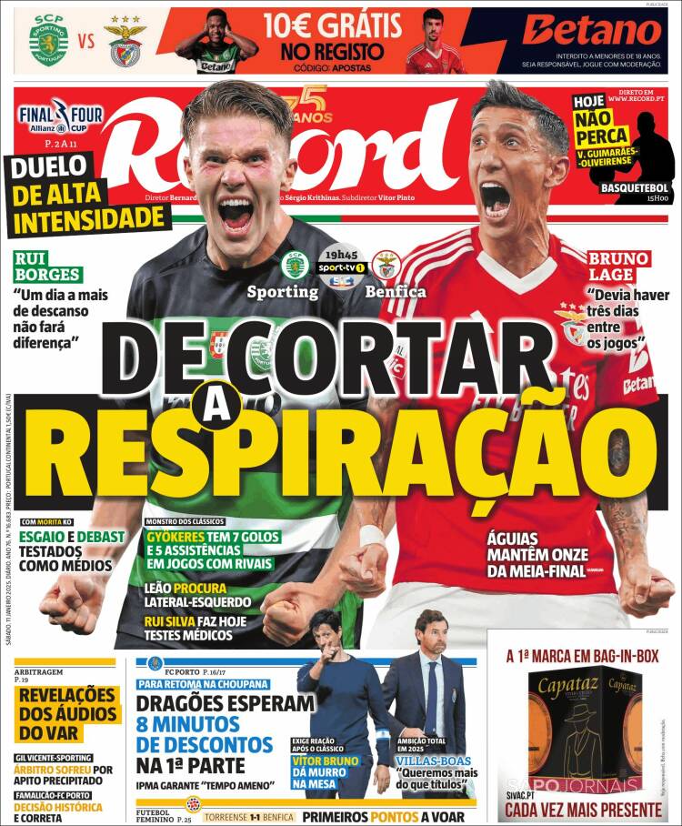 Portada de Jornal de Negócios (Portugal)