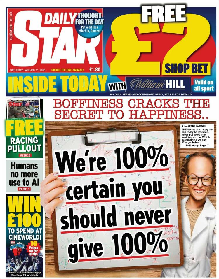 Portada de Daily Star (Reino Unido)