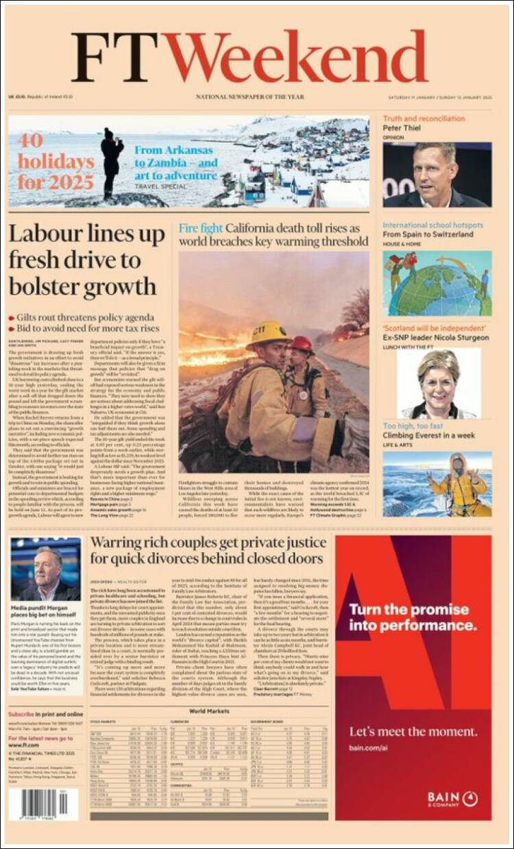 Portada de Financial Times (Reino Unido)