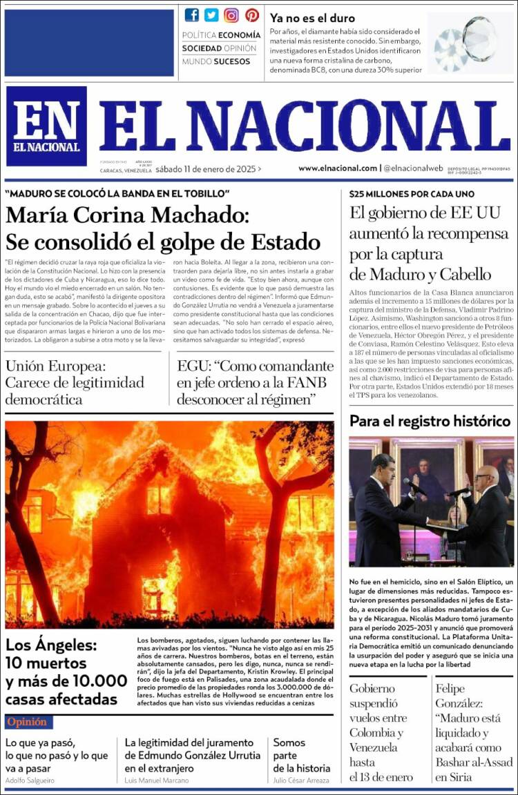 Portada de El Nacional (Venezuela)