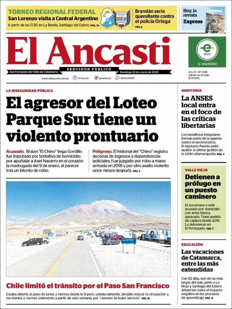 Portada de El Ancasti (Argentina)
