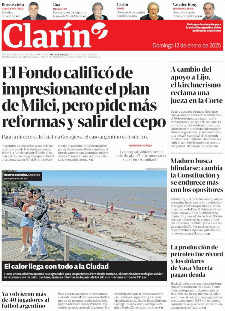 Portada de Clarín (Argentina)