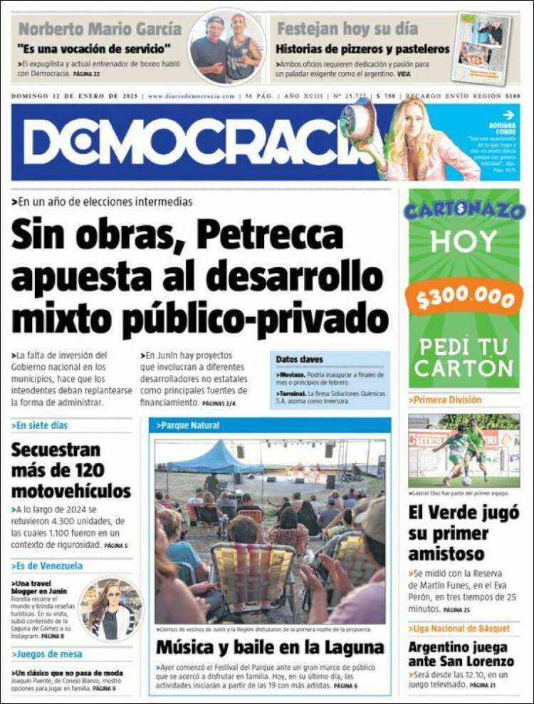 Portada de Diario Democracia (Argentina)