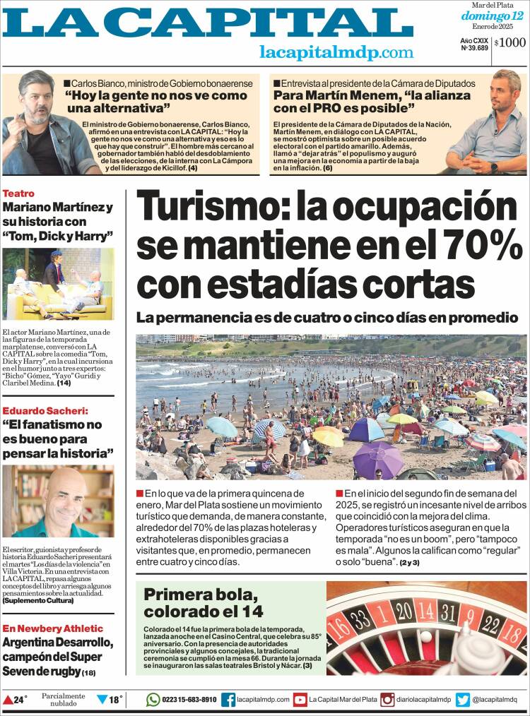 Portada de Diario La Capital - Mar del Plata (Argentina)