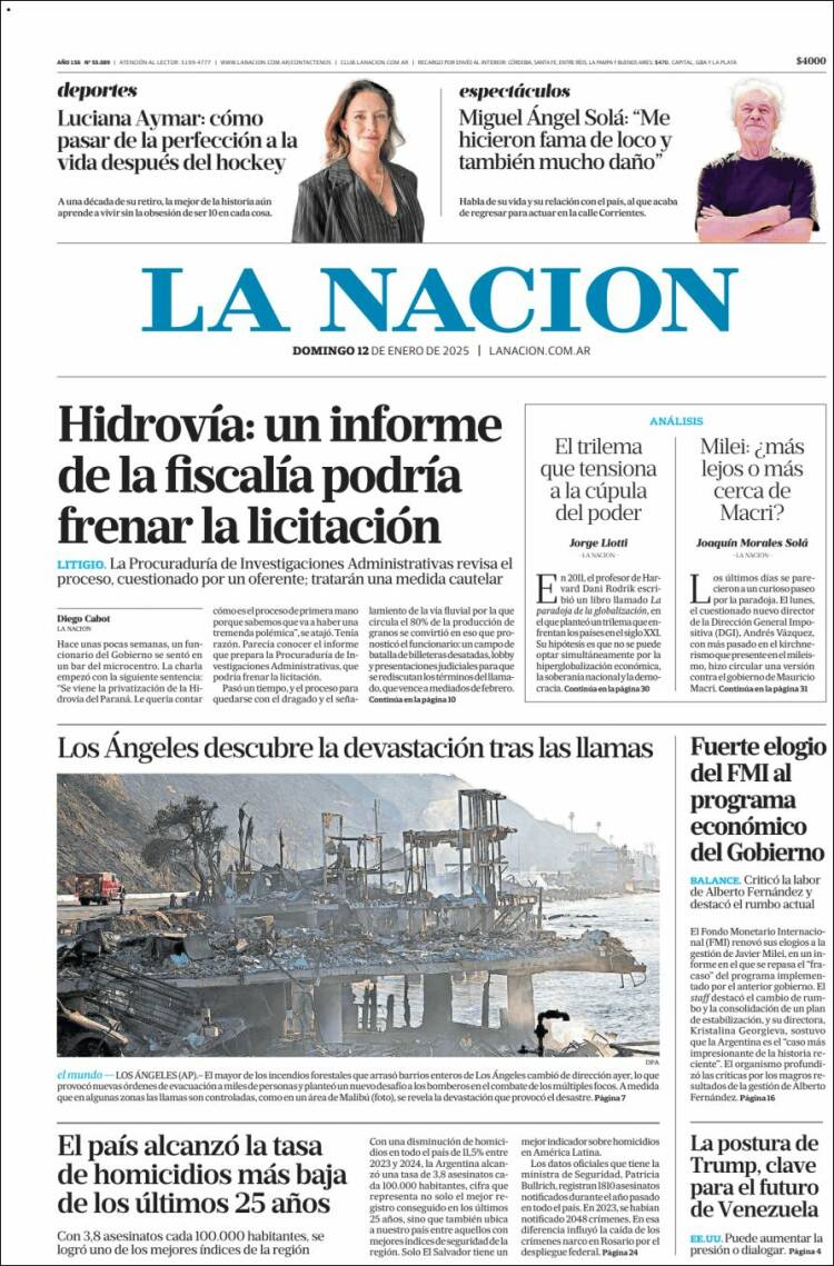 Portada de La Nación (Argentina)