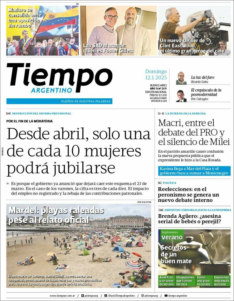 Portada de Tiempo Argentino (Argentina)