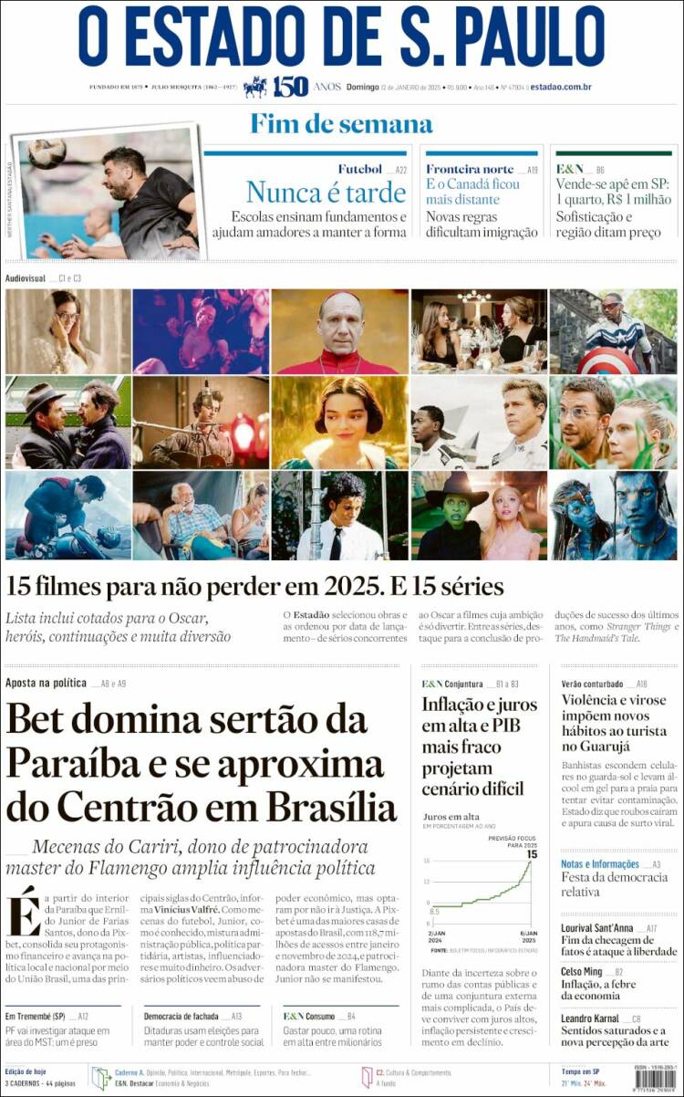 Portada de O Estado de São Paulo (Brasil)
