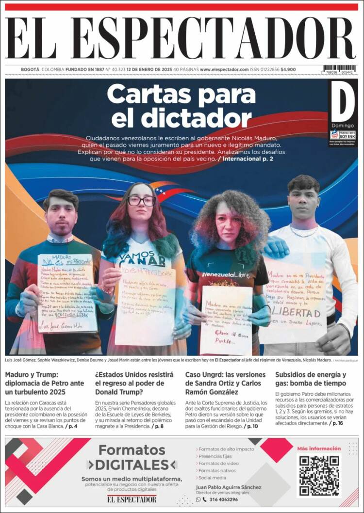Portada de El Espectador (Colombia)