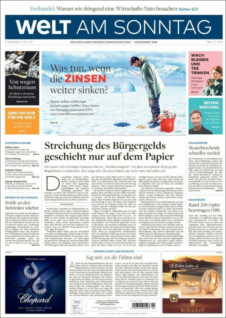 Portada de Die Welt (Alemania)