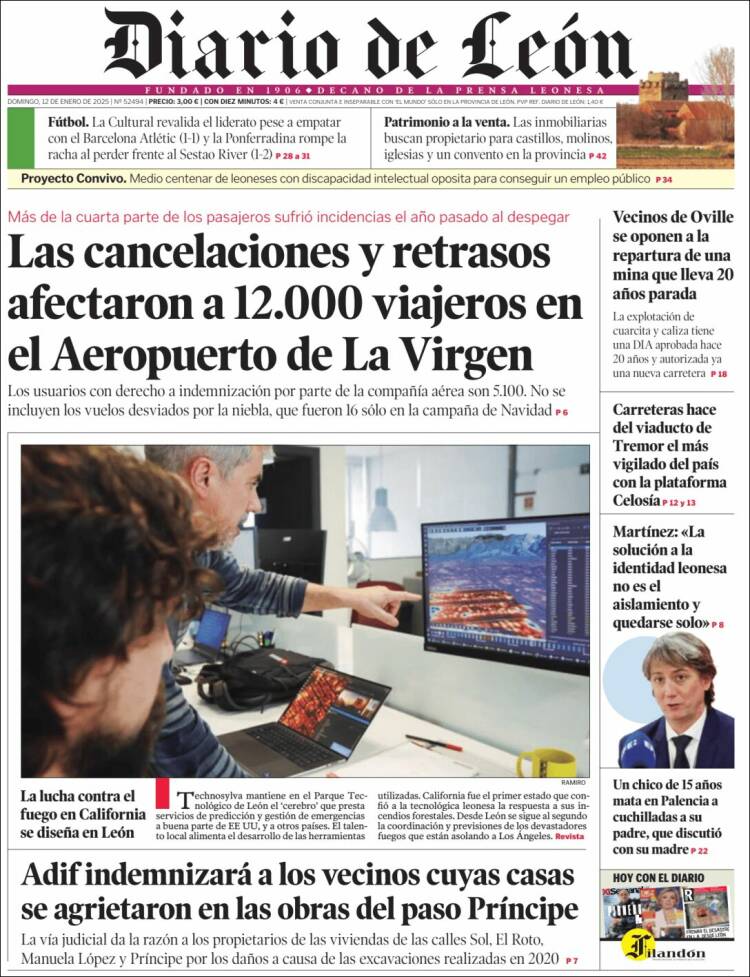 Portada de Diario de León (España)