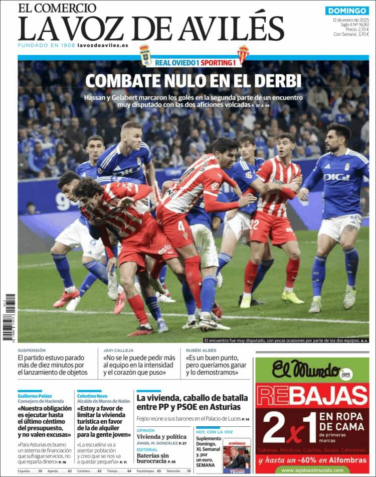 Portada de El Comercio - Avilés (España)