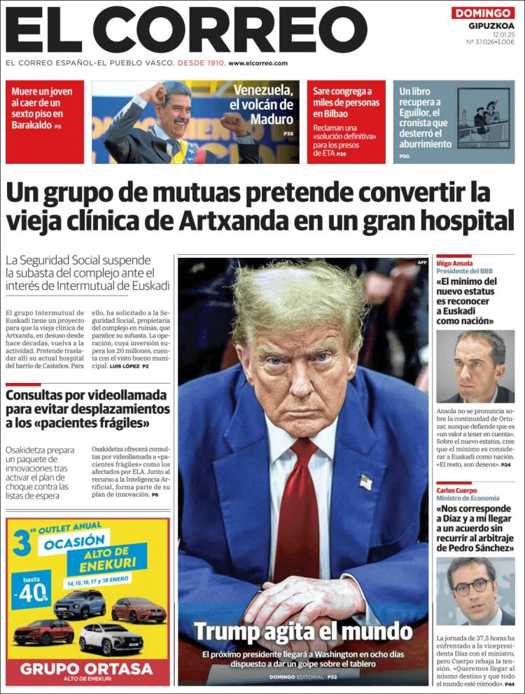 Portada de El Correo - Guipuzcoa (España)