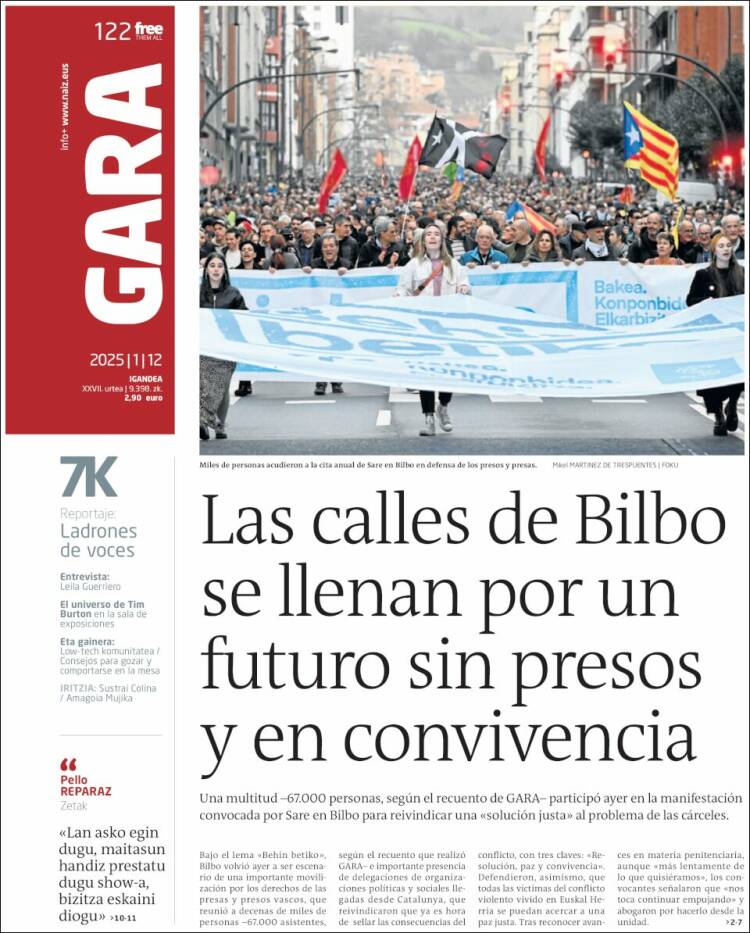 Portada de Gara (España)