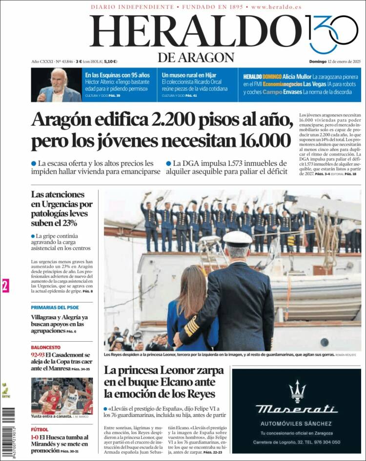 Portada de Heraldo de Aragón (España)