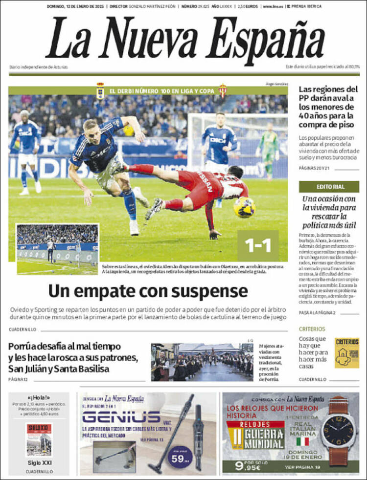 Portada de La Nueva España (España)