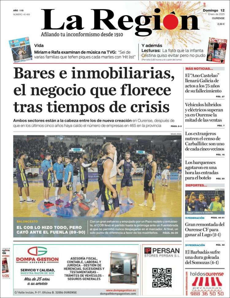 Portada de La Región de Ourense (España)