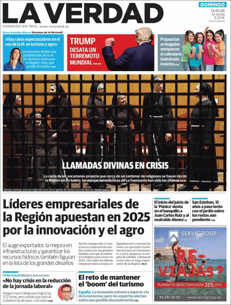 Portada de La Verdad de Murcia (España)