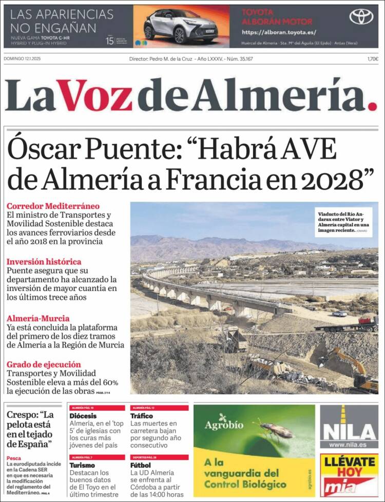 Portada de La Voz de Almería (España)