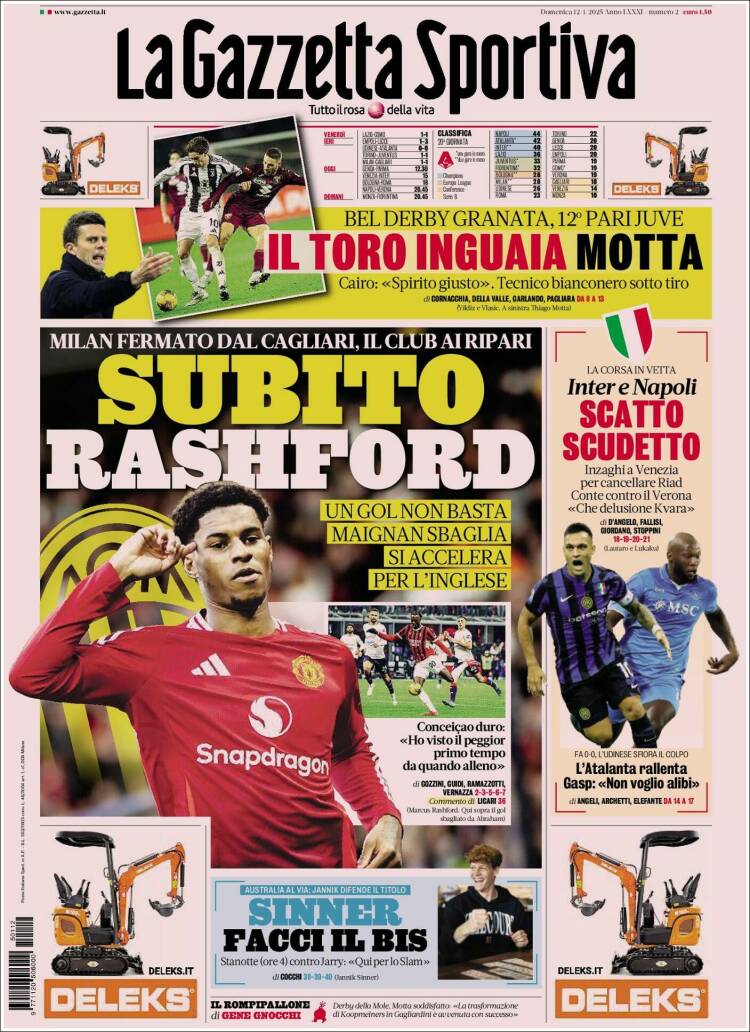 Portada de La Gazzetta dello Sport (Italia)