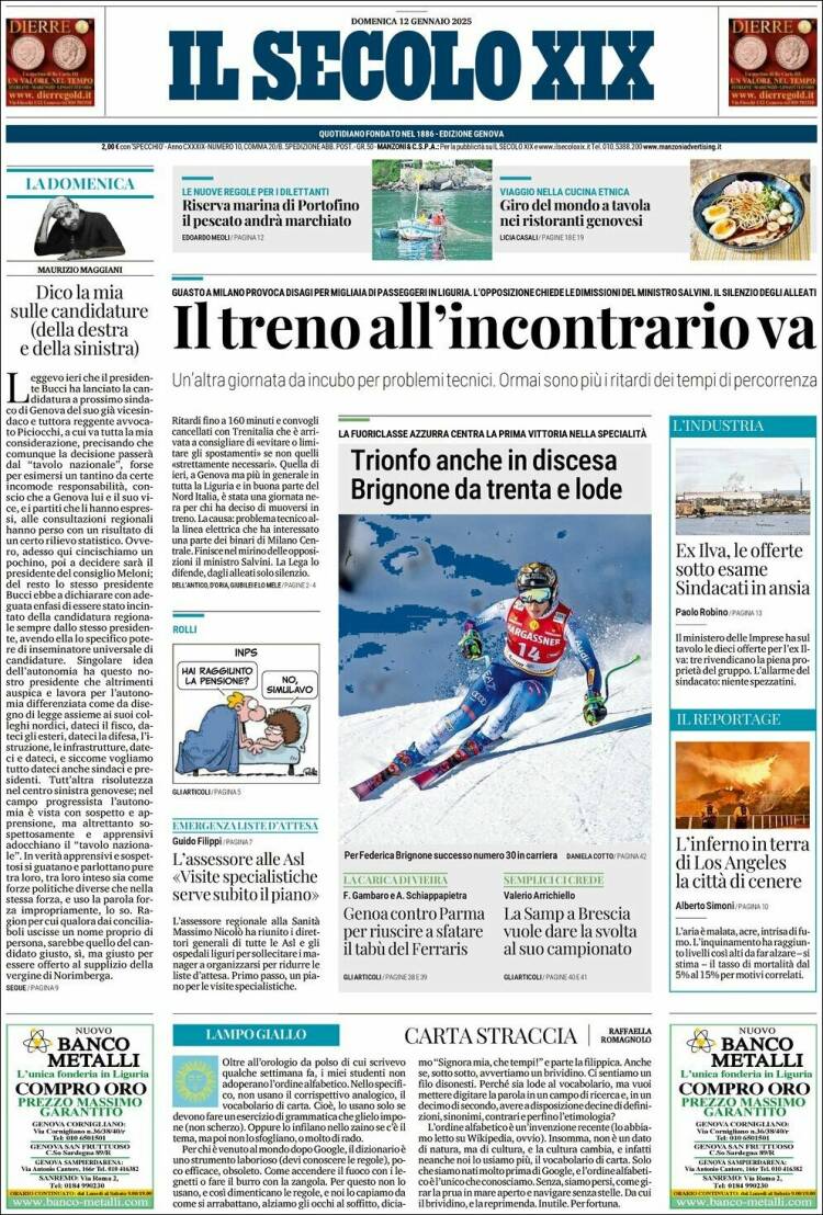 Portada de Il Secolo XIX (Italia)
