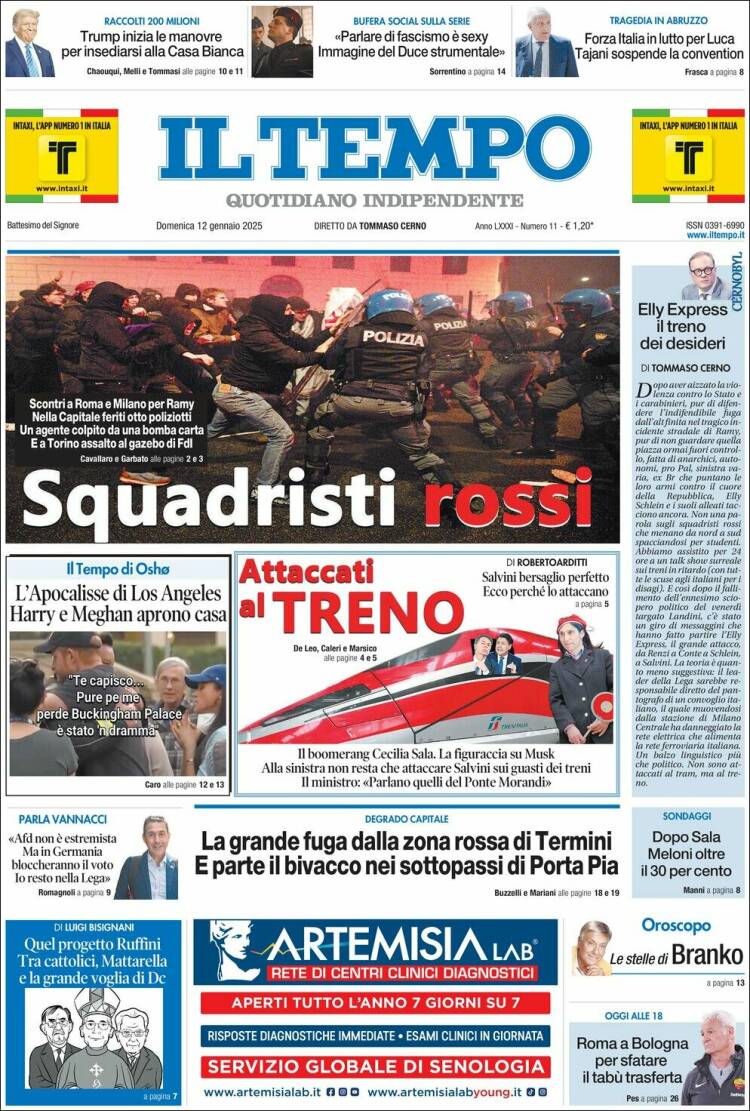 Portada de Il Tempo (Italia)