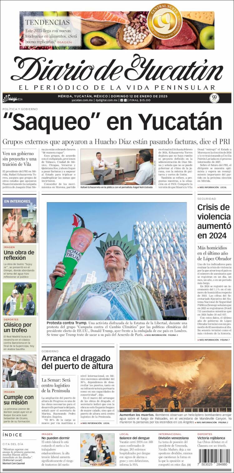 Portada de Diario de Yucatán (M&eacute;xico)
