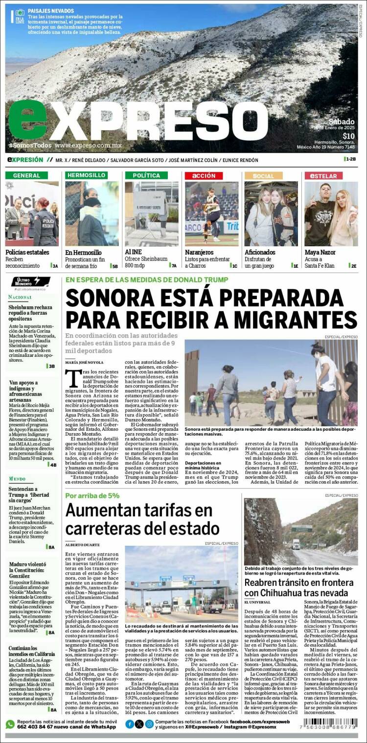 Portada de Expreso (M&eacute;xico)